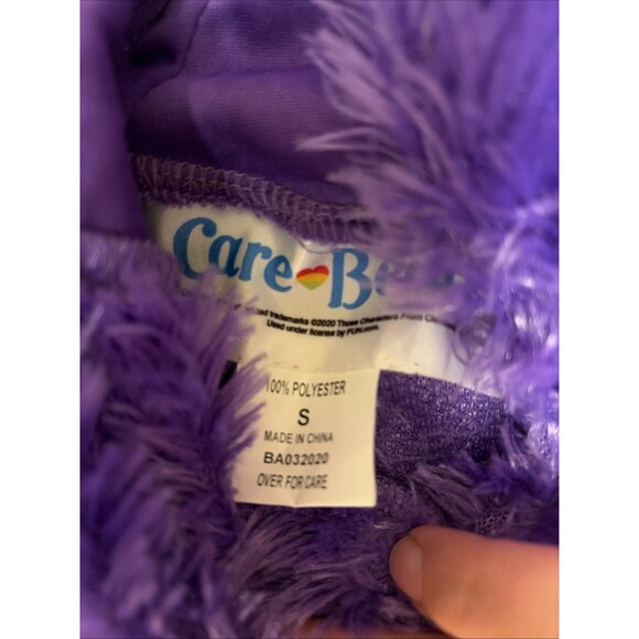 Care Bears Jumpsuit Child Small Purple Share Bear Costume Furry Flip Mitt Hooded - Picture 3 of 14